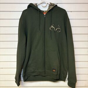 2/$20 Realtree Mens XL New Condition Green Zip Hoodie Hooded Jacket Sweater Camo